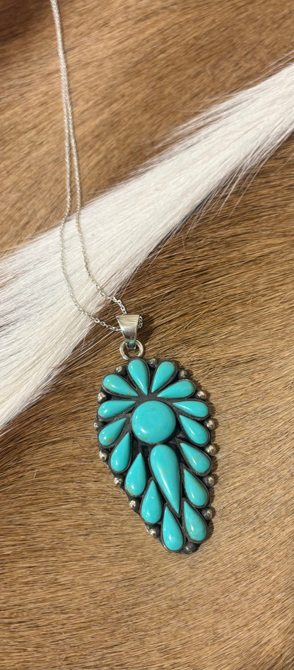 Bohemian Faux Turq 925 Silver Necklace 