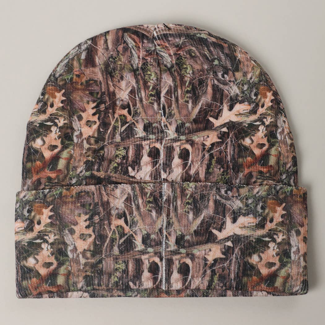 COWBOY HAT Embroidered Patch Camo Beanie