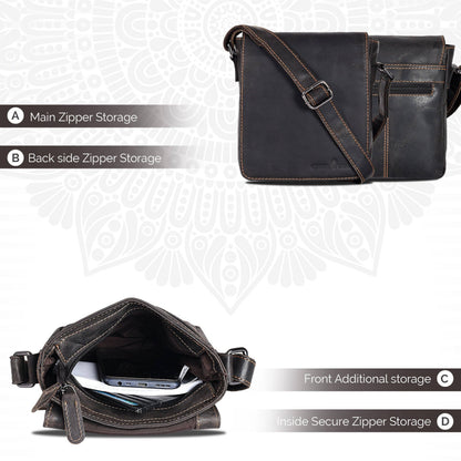 Leather Shoulder Bag Luna - Brown GW191048BRN