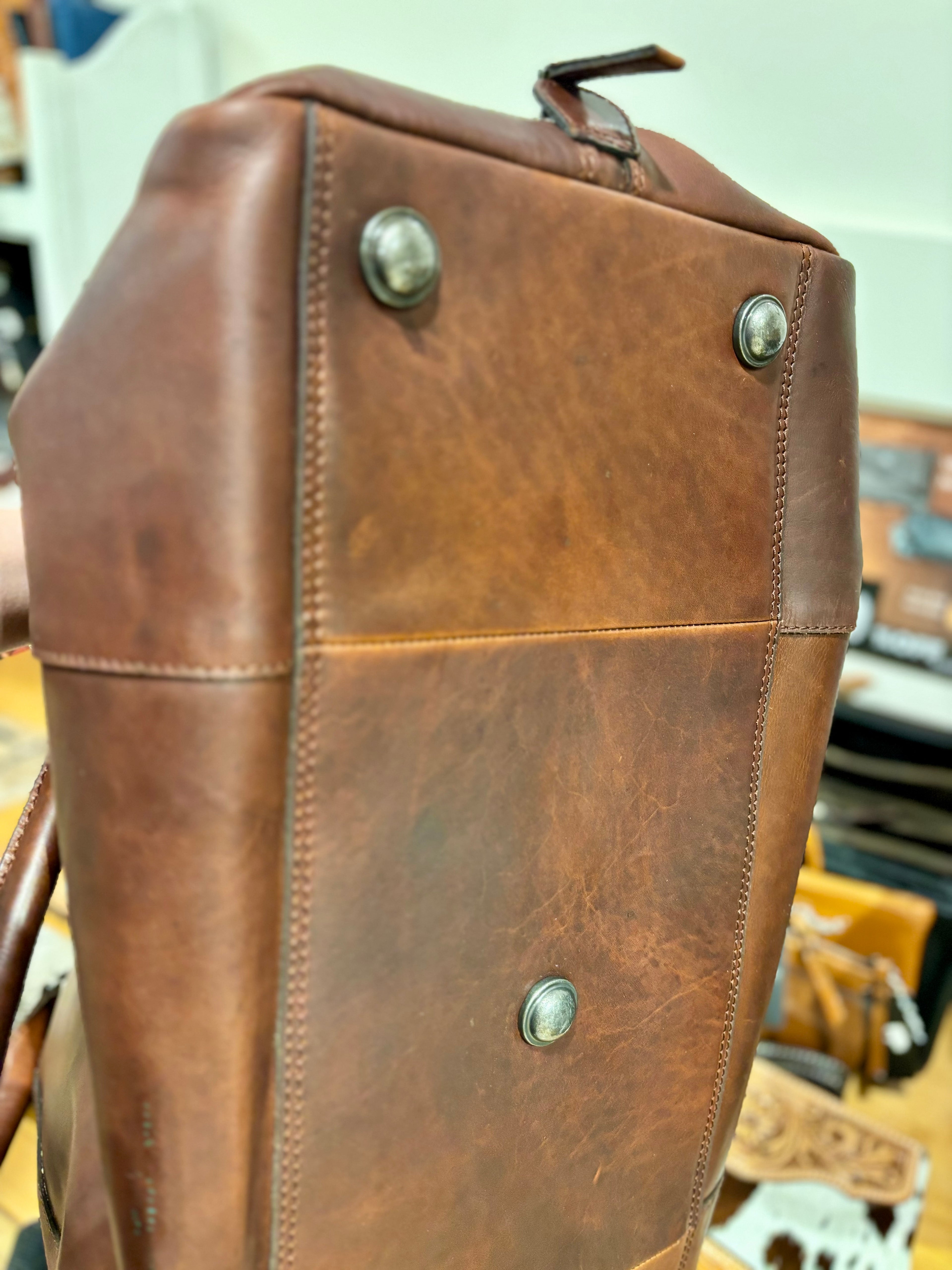 Brandy Leather Overnight Bag 