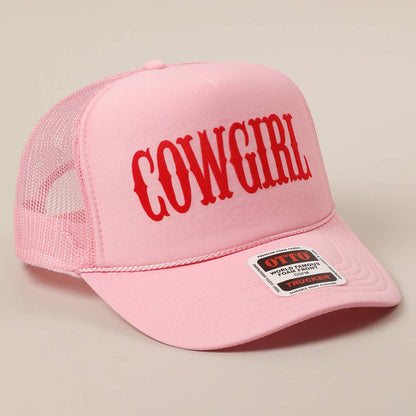 COWGIRL Text Logo Printed Mesh Back Trucker Hat