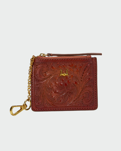 Sophia Credit Card Holder In Handtooled Leather