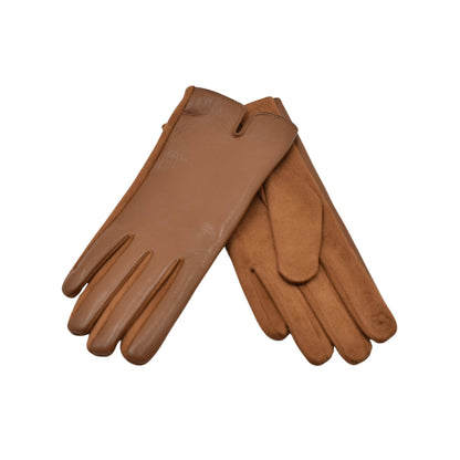Tan: Faux Leather Gloves