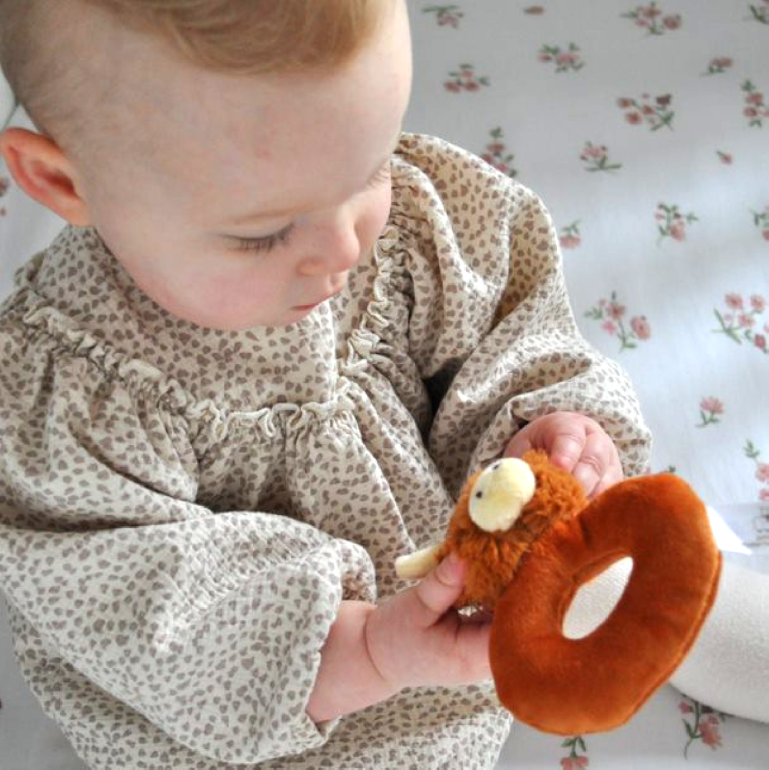 Hairy Highland Brown Cow Baby Plush Rattle - 10CM