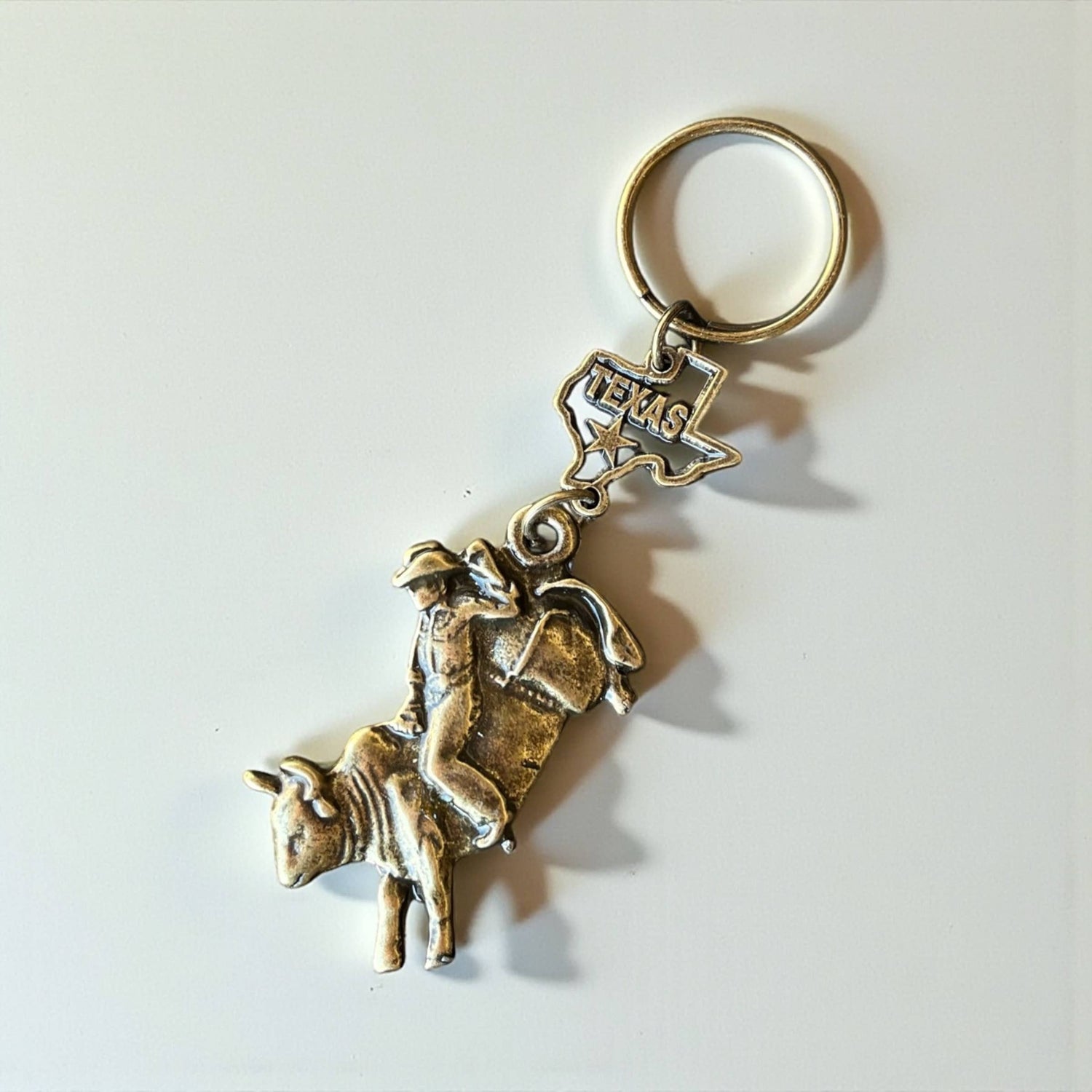 Bull rider metal keychain 