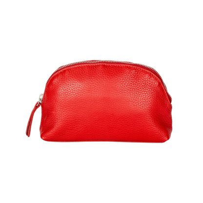 Classic Red Leather Zip Coin Pouch