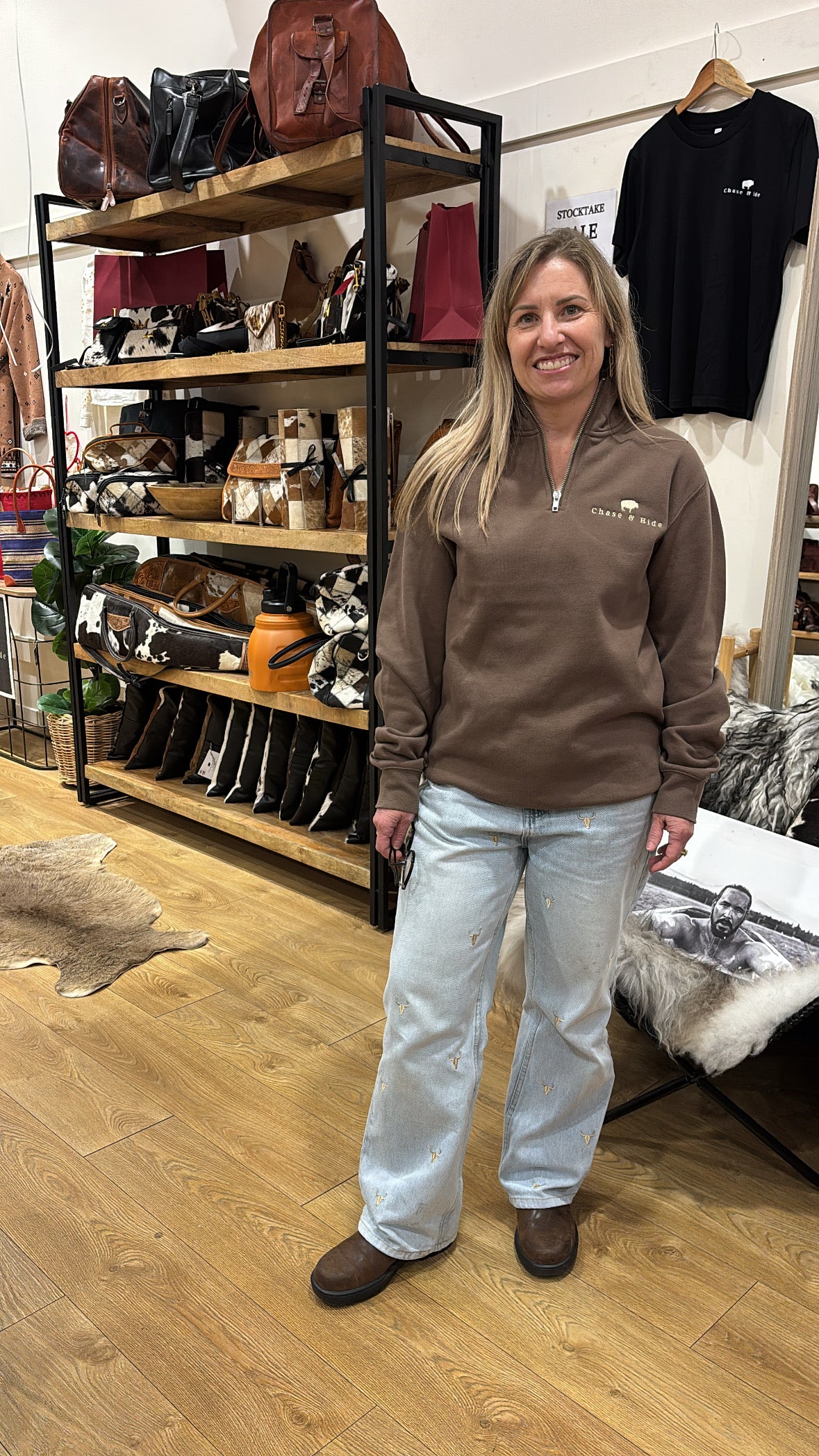 Chase and Hide Half Zip Jumper Walnut