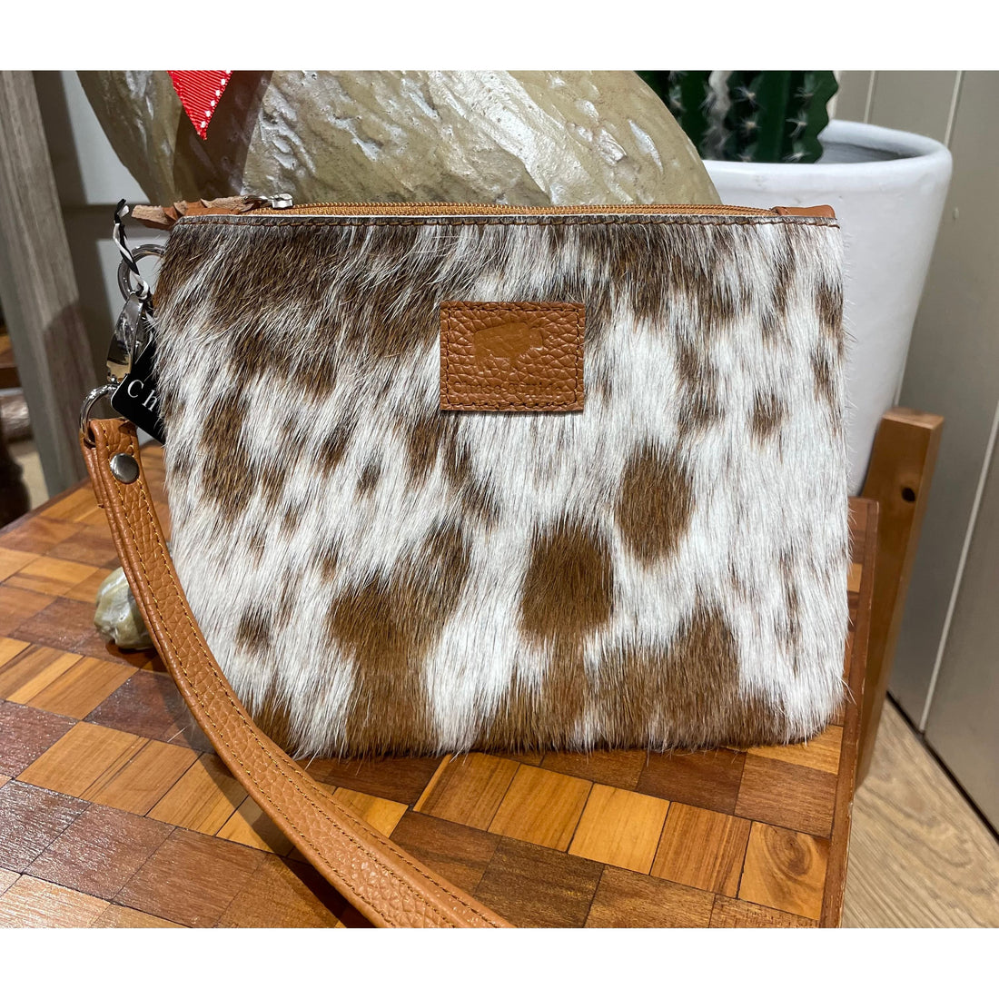 Midi Hide Tan Clutch 