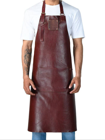 Classic Chestnut Leather Apron Durable, Stylish &amp; Handmade