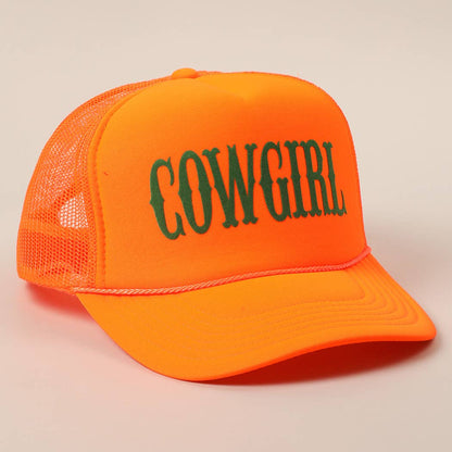 COWGIRL Text Logo Printed Mesh Back Trucker Hat
