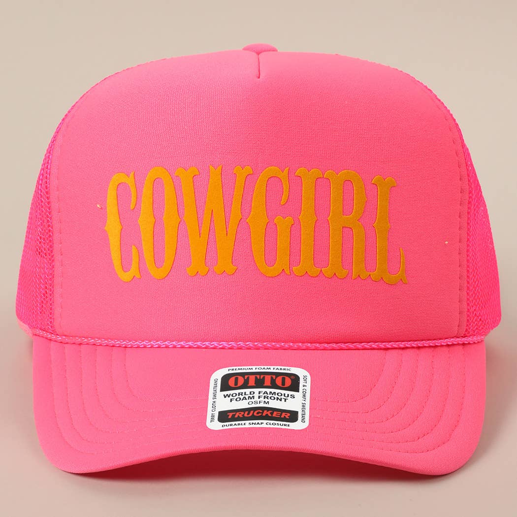 COWGIRL Text Logo Printed Mesh Back Trucker Hat