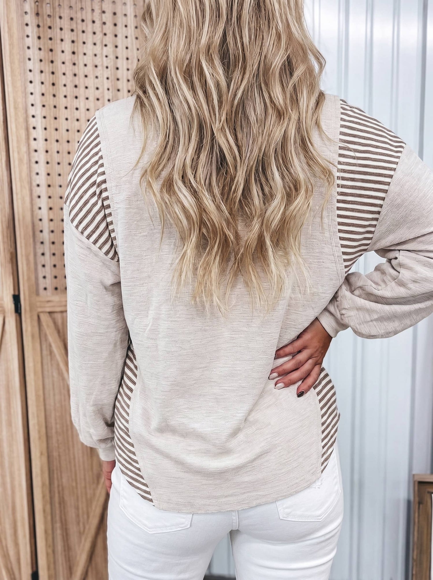 Lemon Western Print Colorblocked Long Sleeve Cotton Blouse