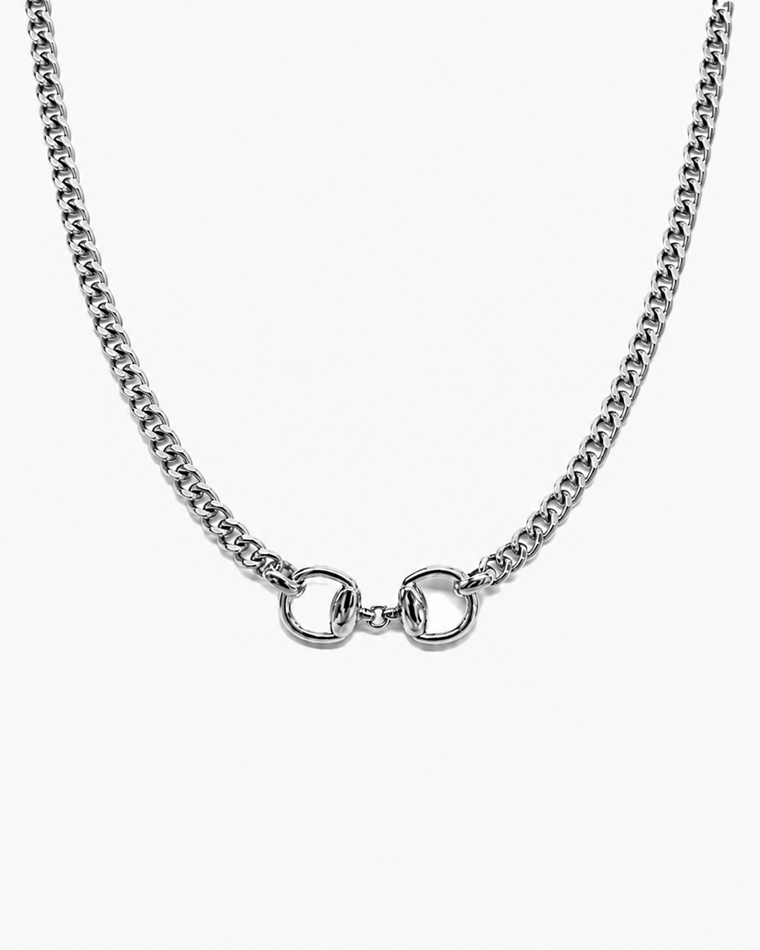 Double Horsebit Curb Bold Chain Necklace
