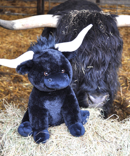 Black Large Longhorn Plush Cow- 30cm