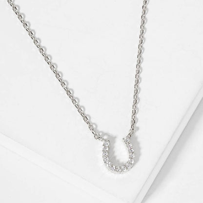 Horseshoe CZ Pendant Gold Dipped Necklace