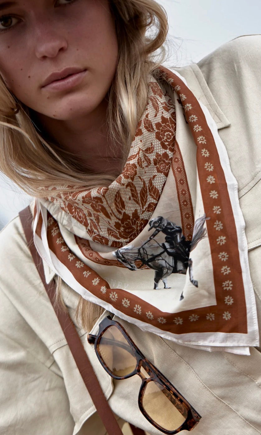 FAR MER by Whitney - Paisley Polomino Silk Scarf