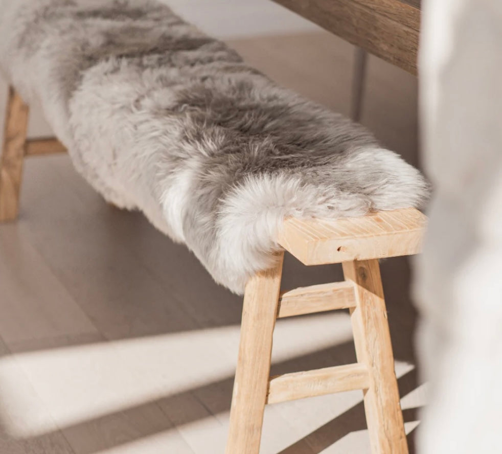 Long wool double sheepskin rug 