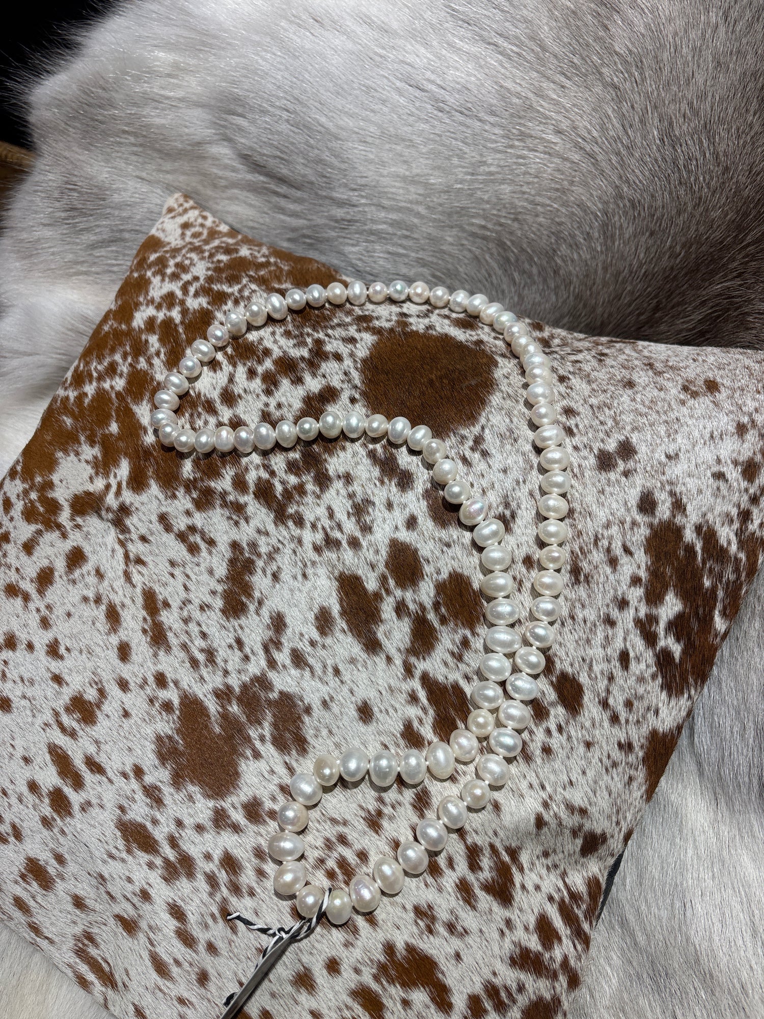 32” White potato 10mm pearl necklace 