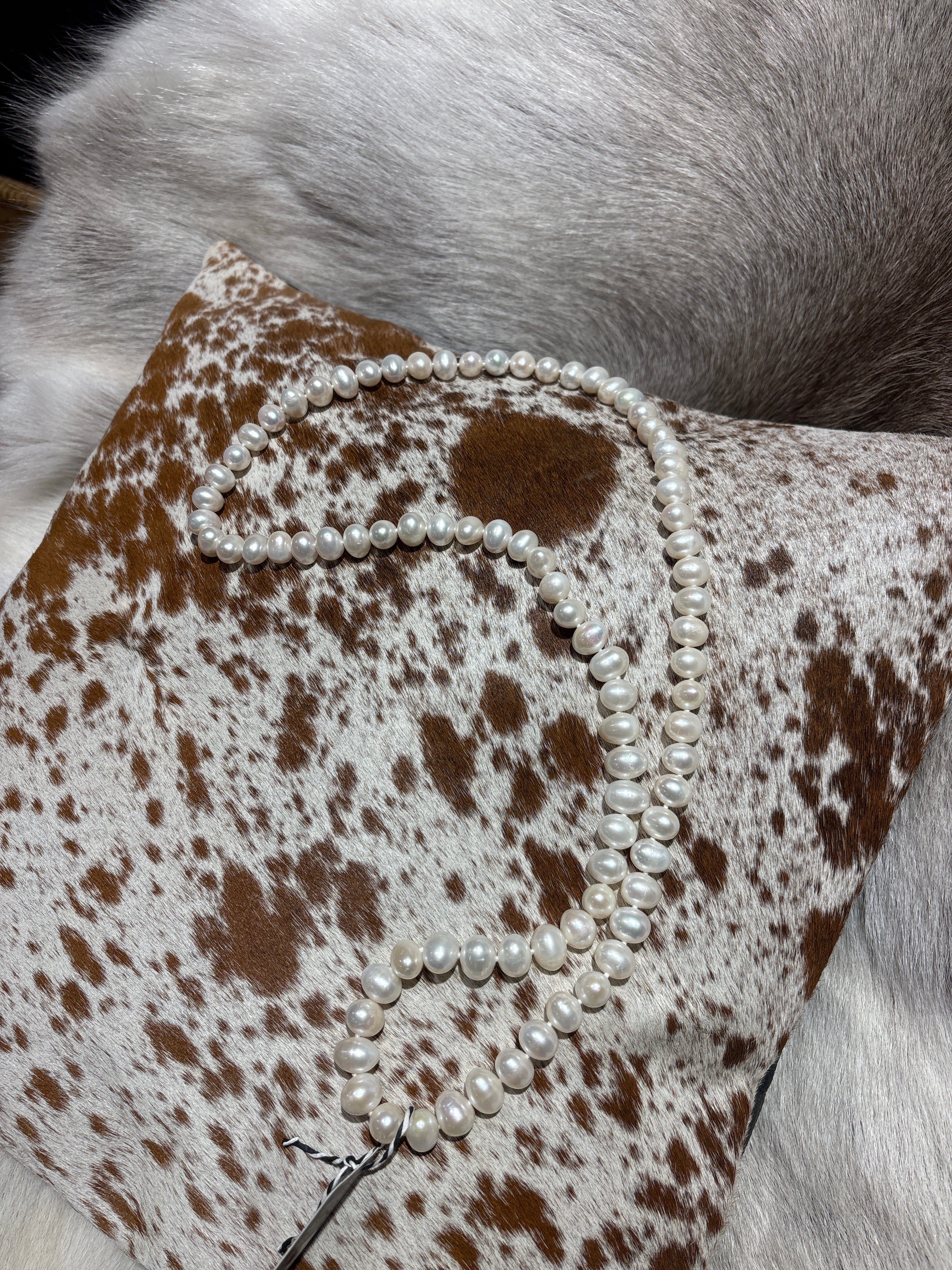 32” White potato 10mm pearl necklace 