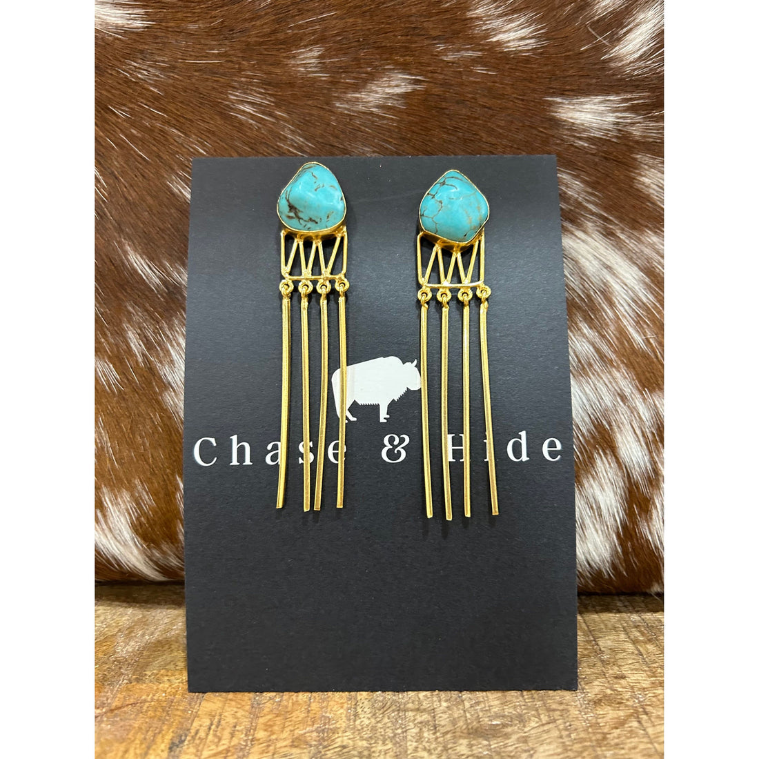 Turquoise and Gold Bar Drop earrings 