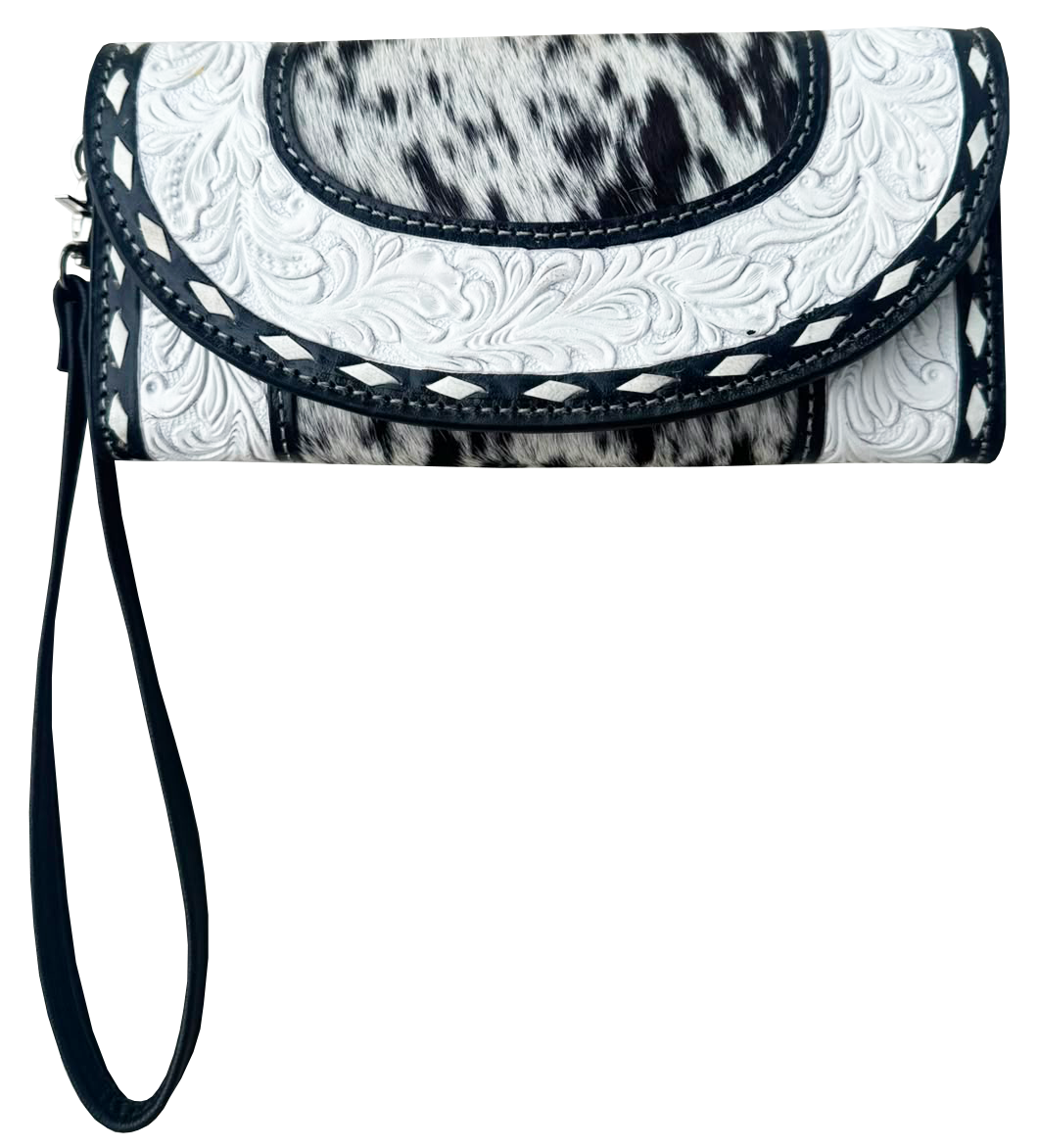 Tooling Leather Cowhide Trifold Wristlet Wallet – AW39 – Mateo