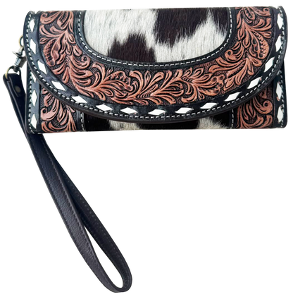 Tooling Leather Cowhide Trifold Wristlet Wallet – AW39 – Mateo