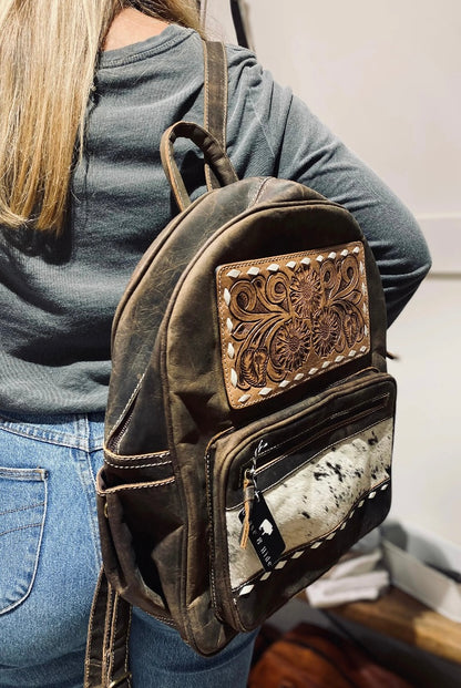 Leather Backpack with Tan cowhide 