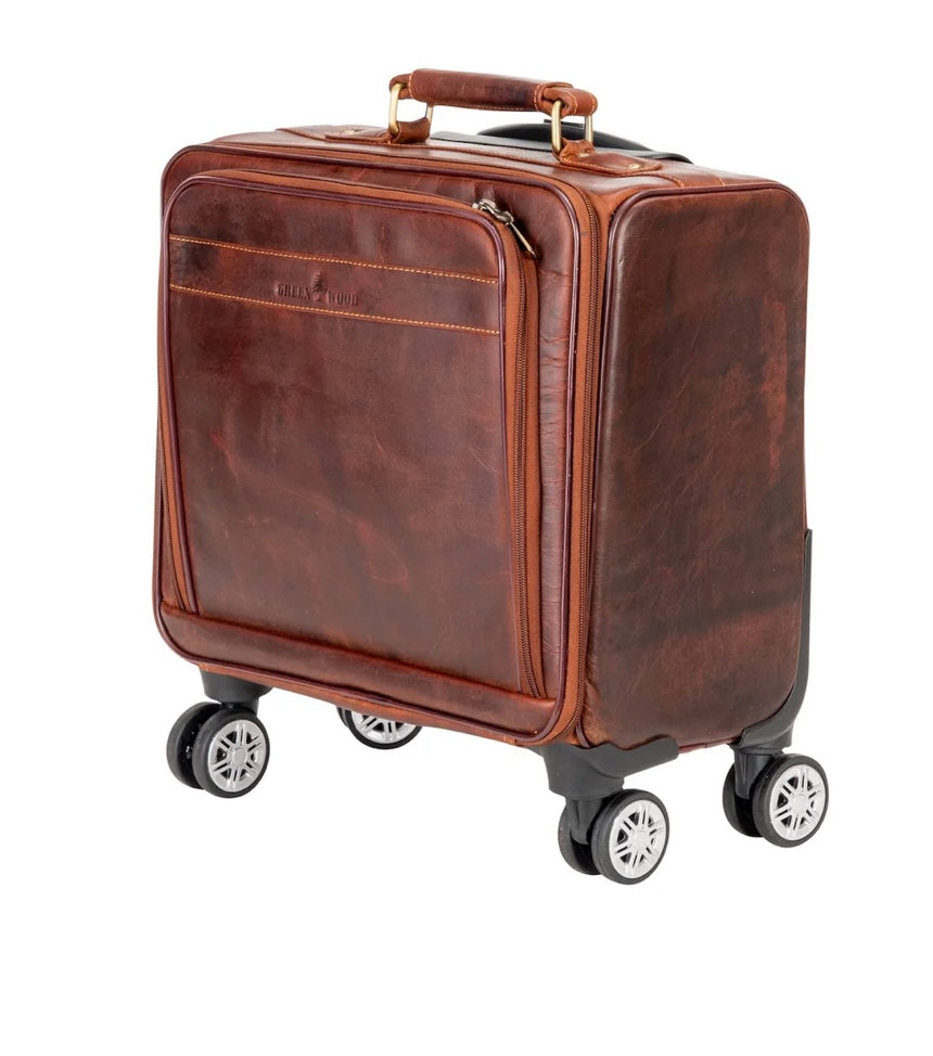 Travel Leather Pilot Briefcase with wheels