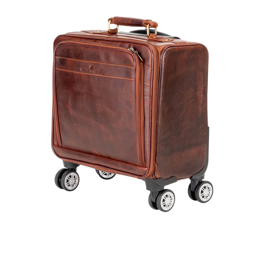 Travel Leather Pilot Briefcase with wheels