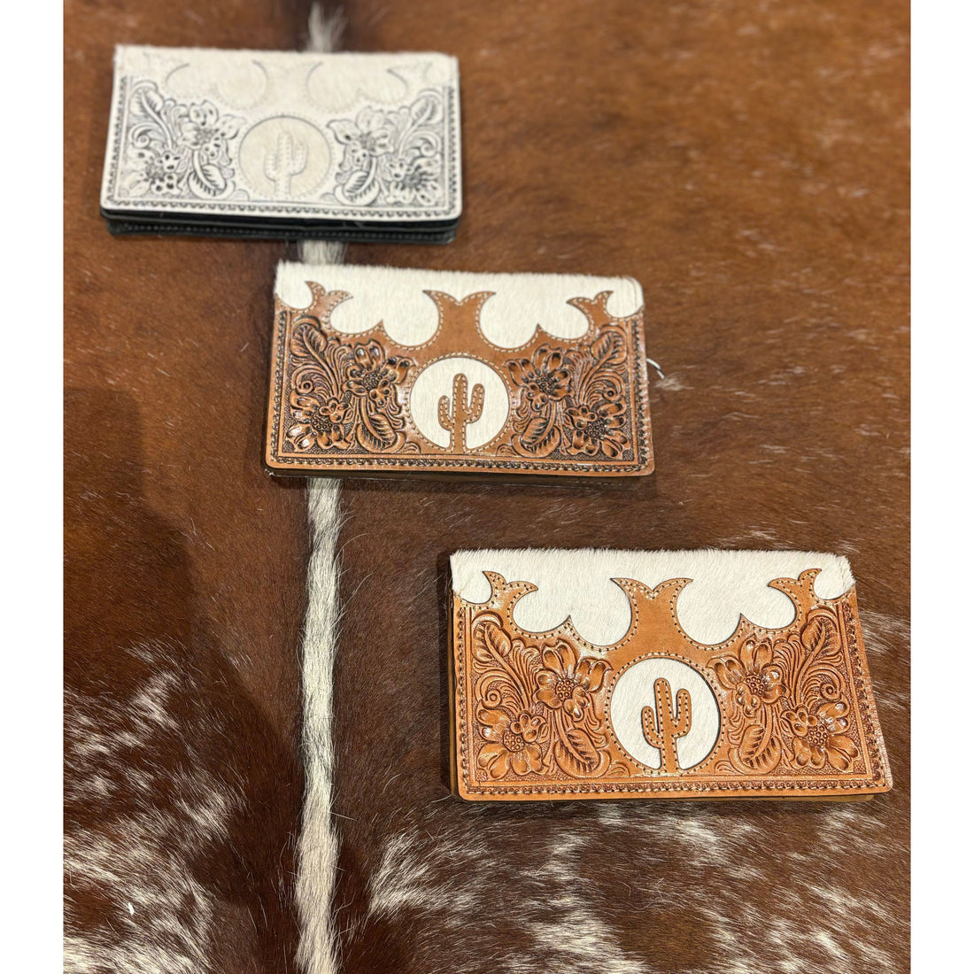 Tooling Cactus Leather Slim Cowhide Wallet 