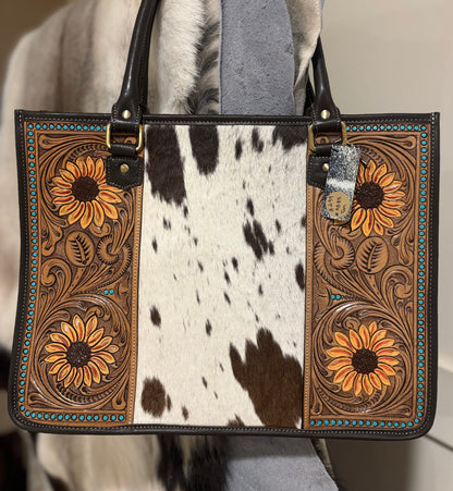 Sunflower Tooling Tote Bag - AB85