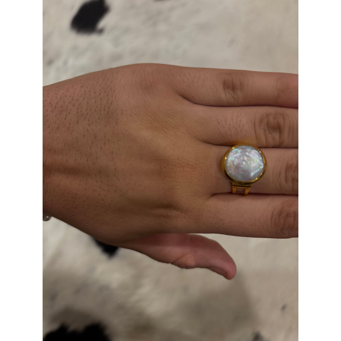 Freshwater Coin Pearl Gold Ring
