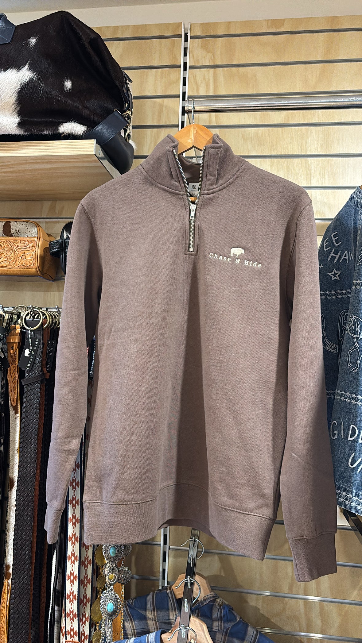 Chase and Hide Half Zip Jumper Walnut