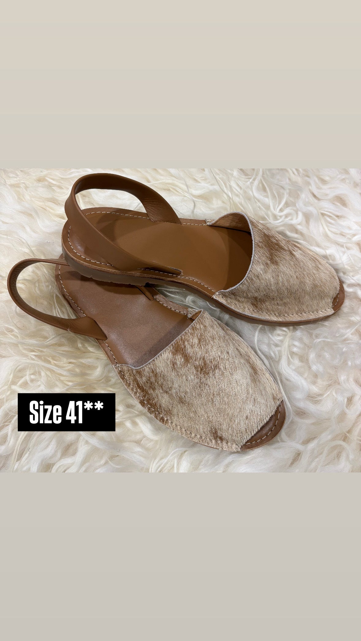 Tan Cowhide Shoes Sling Back