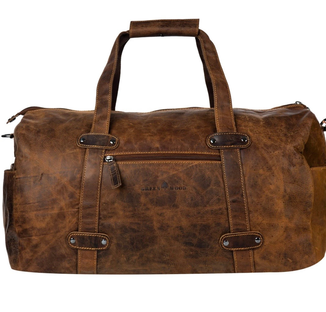 Leather Overnight Duffle Bag 