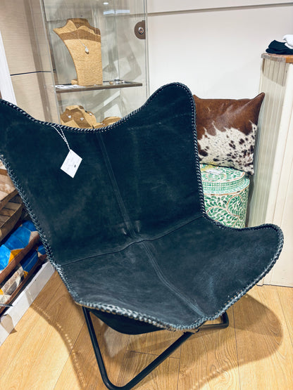 Black Suede Butterfly Chair