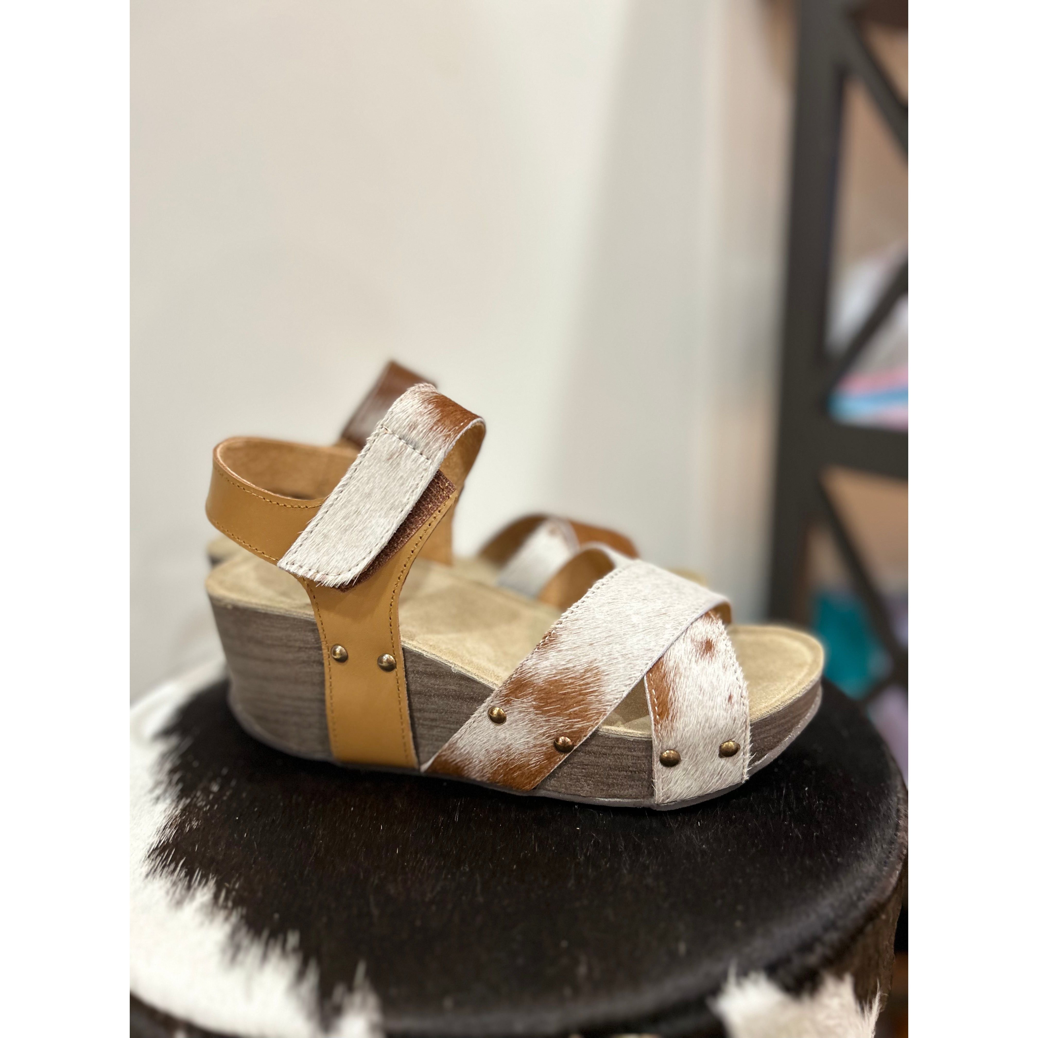 Cowhide wedges best sale