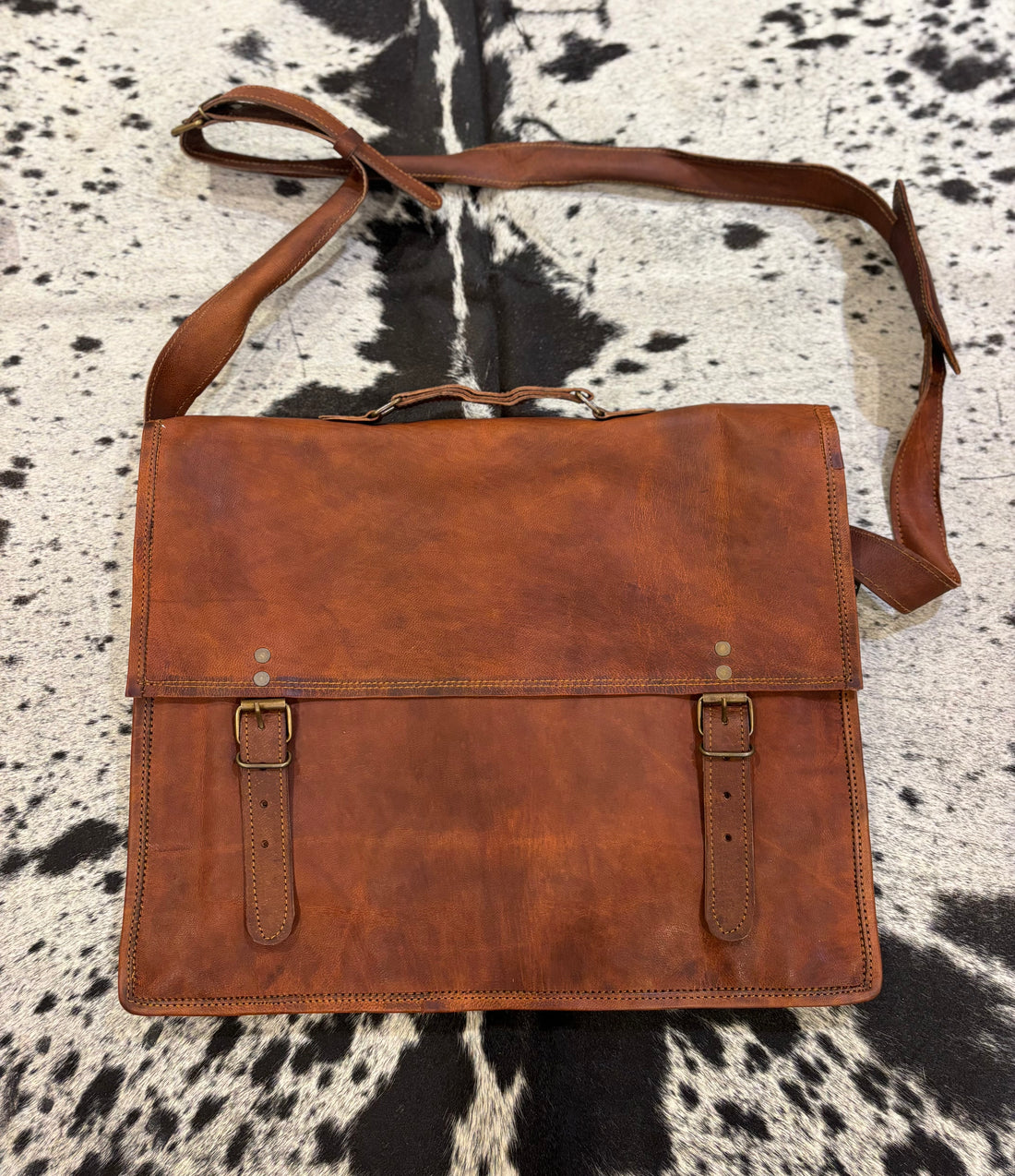 Leather laptop satchel 17”