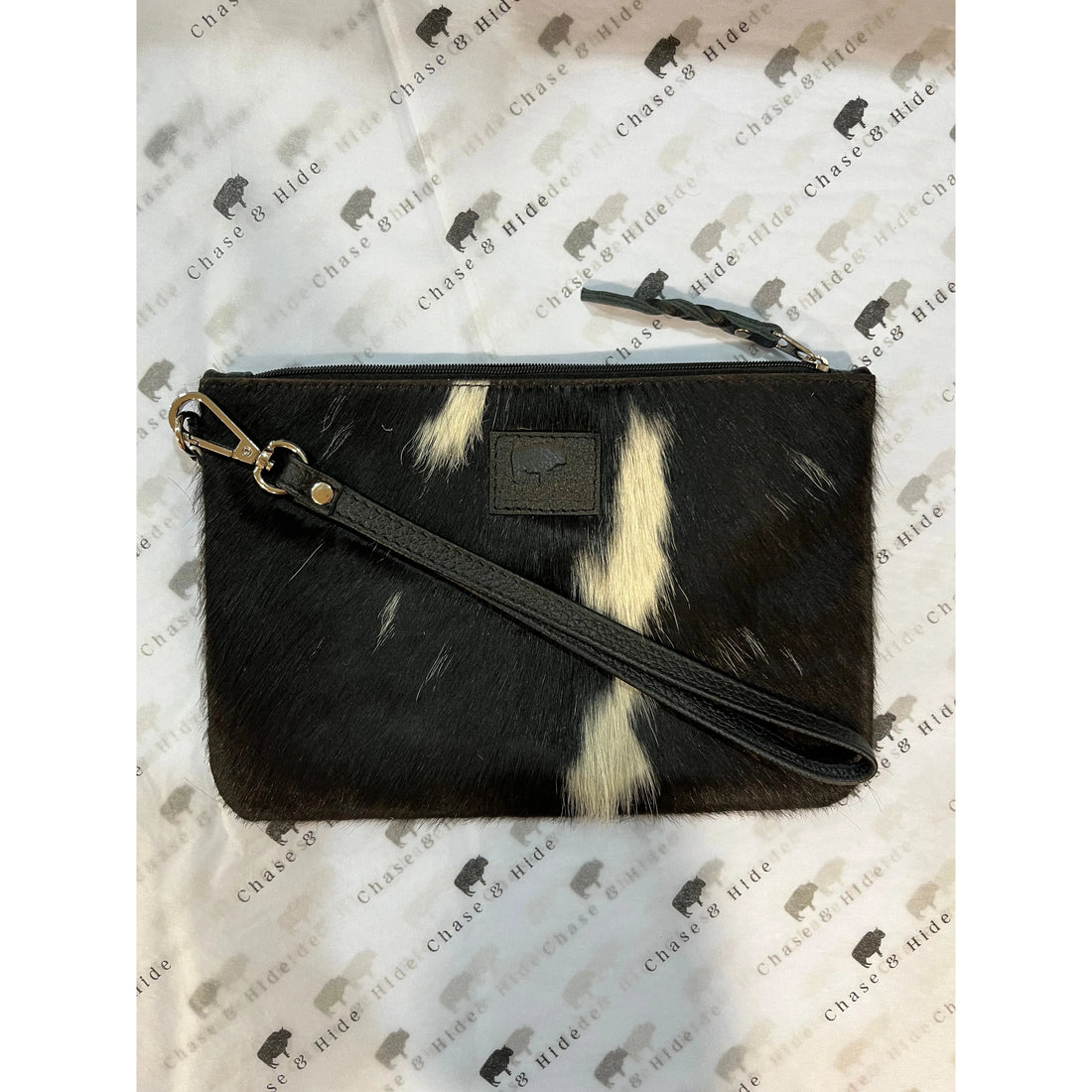 Large Hide Black Clutch