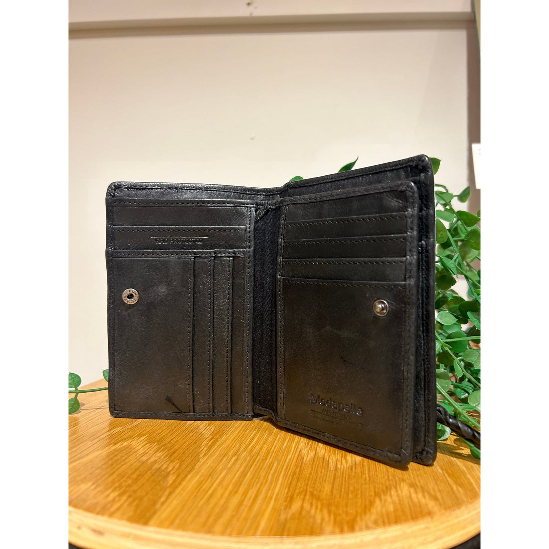 Black Leather Patterned Wallet 