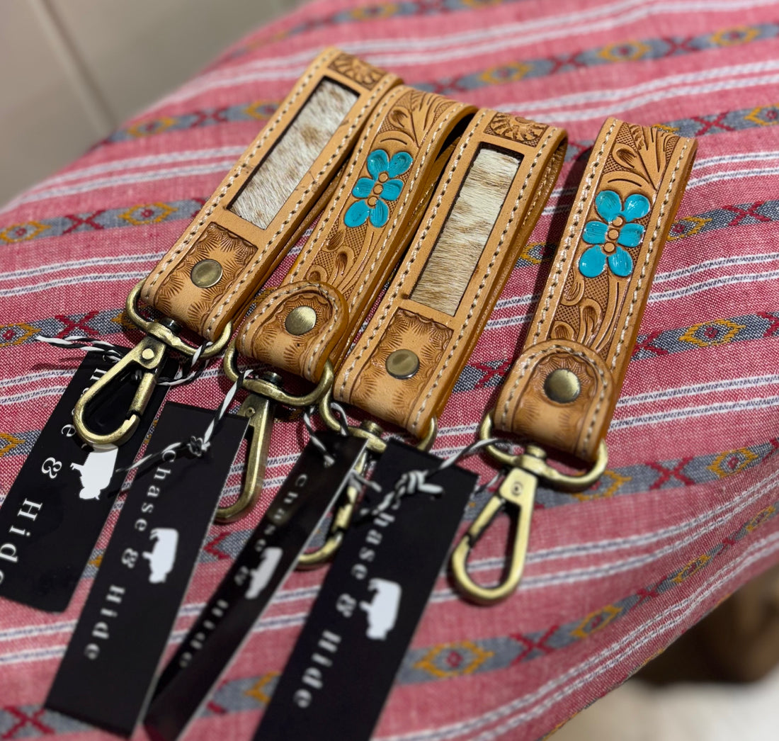 Tooling Leather and Cowhide Sleek Keyring – CA20