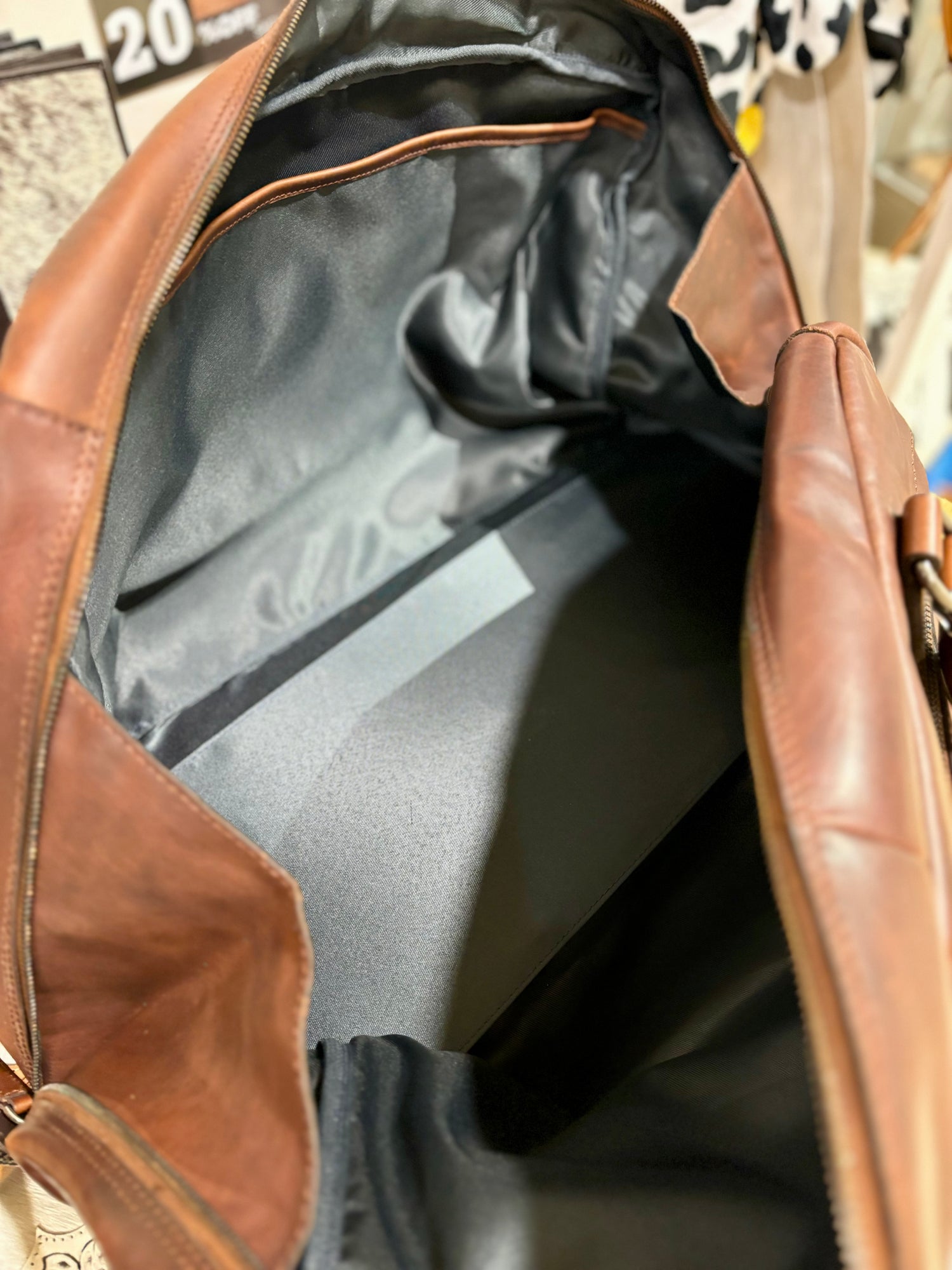 Brandy Leather Overnight Bag 