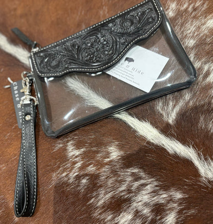 Tooling Leather and Clear Plastic Clutch – 