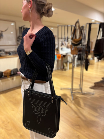 Tooling leather boot stitch bag 