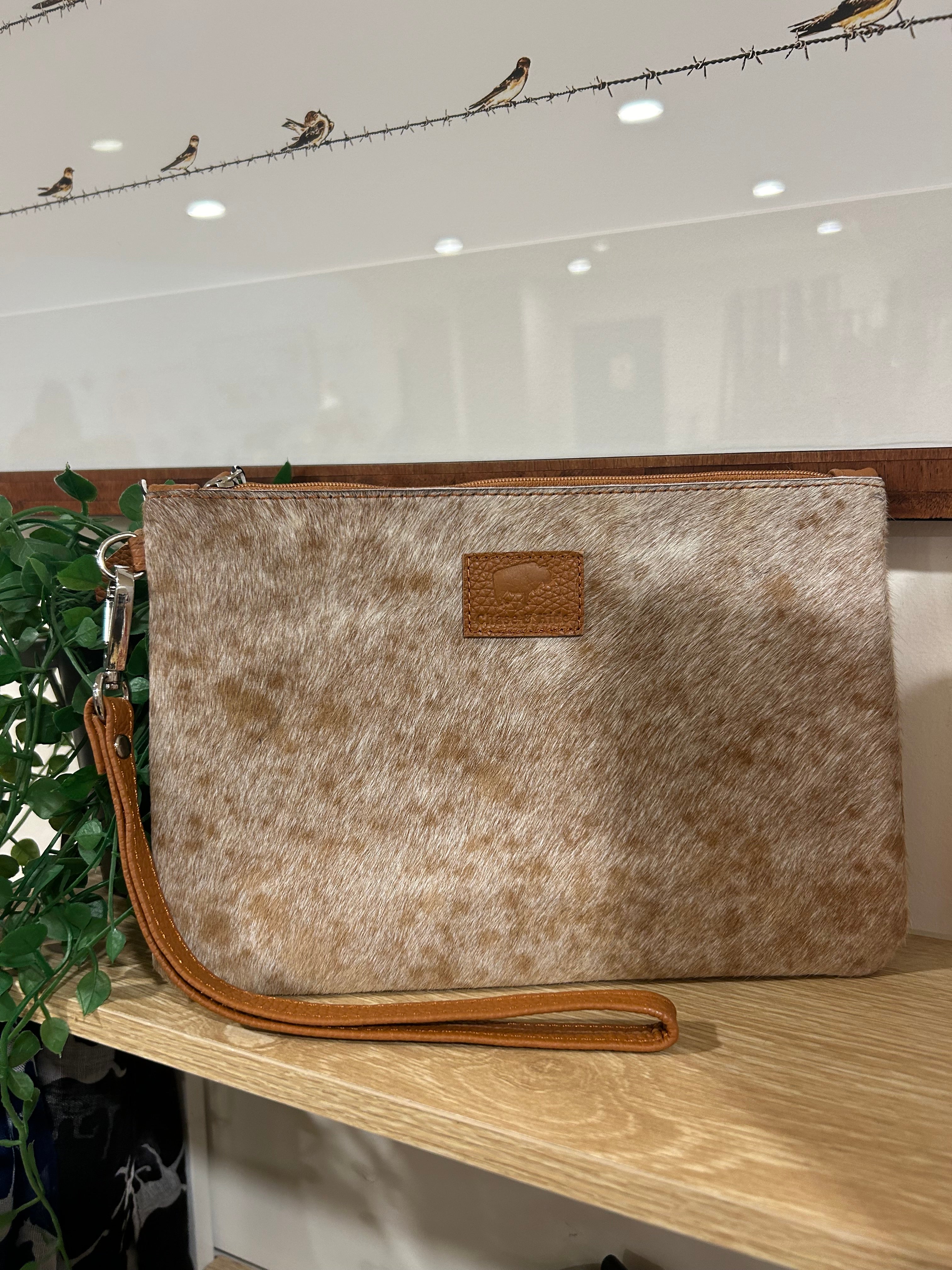 Large Hide Tan Clutch 