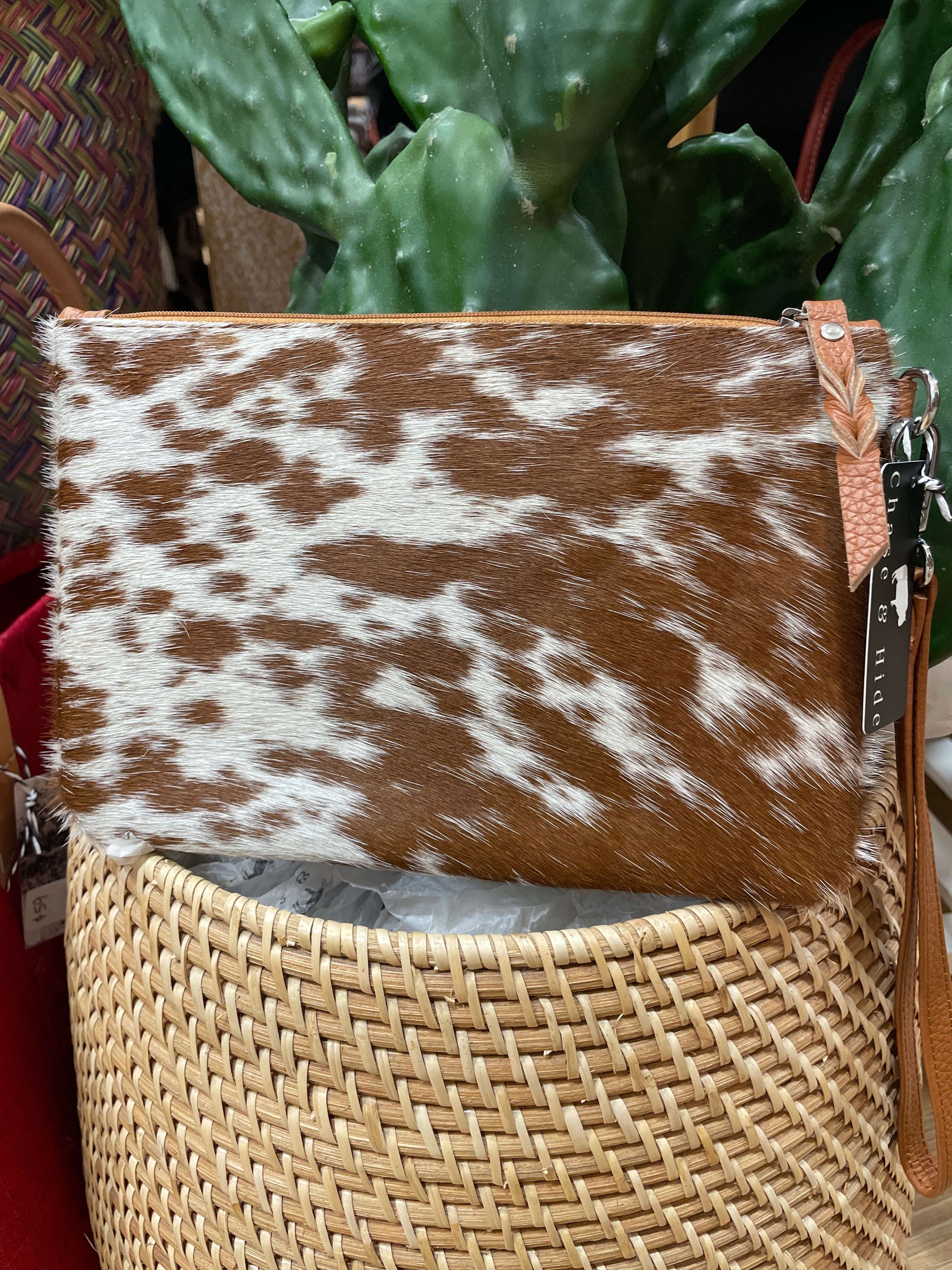 Large Tan Hide Clutch 