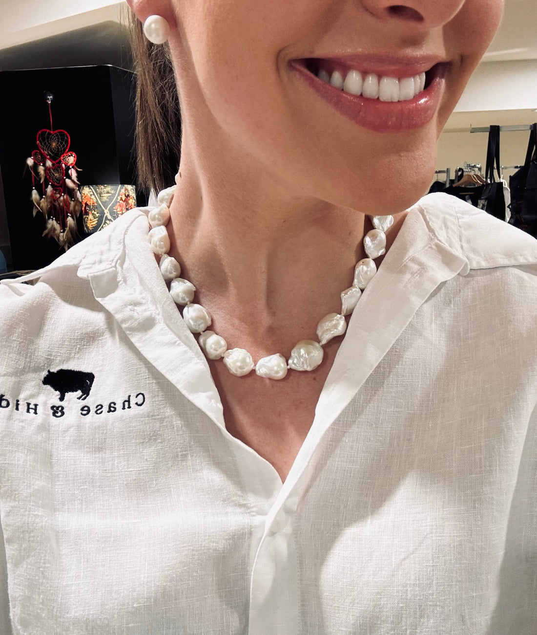 High Lustre 18” Baroque Flame pearl necklace 