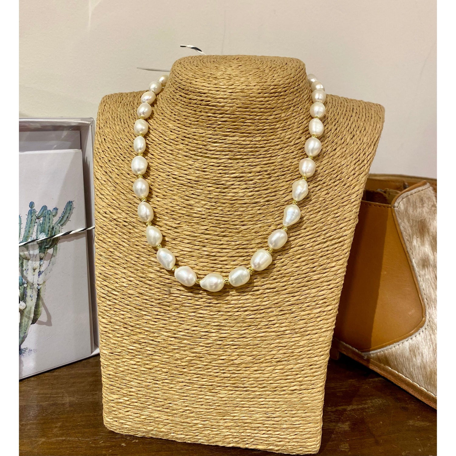 Baroque Freshwater Pearls and gold bead necklace 