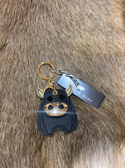 Leather Cow glitter keychain 