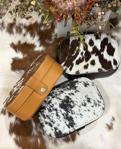 Small Hide and Leather Jewellery Box 